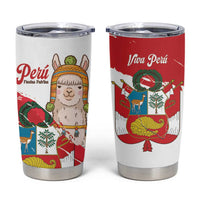 Fiestas Patrias de Peru Tumbler Cup Coat Of Arms With Cute Alpaca Face