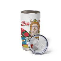 Fiestas Patrias de Peru Tumbler Cup Coat Of Arms With Cute Alpaca Face