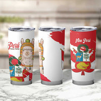 Fiestas Patrias de Peru Tumbler Cup Coat Of Arms With Cute Alpaca Face