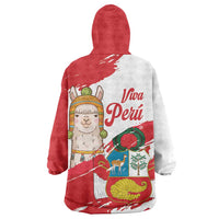 Fiestas Patrias de Peru Wearable Blanket Hoodie Coat Of Arms With Cute Alpaca Face