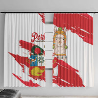 Fiestas Patrias de Peru Window Curtain Coat Of Arms With Cute Alpaca Face