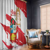 Fiestas Patrias de Peru Window Curtain Coat Of Arms With Cute Alpaca Face