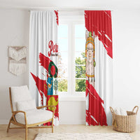 Fiestas Patrias de Peru Window Curtain Coat Of Arms With Cute Alpaca Face