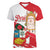 Fiestas Patrias de Peru Women V-Neck T-Shirt Coat Of Arms With Cute Alpaca Face