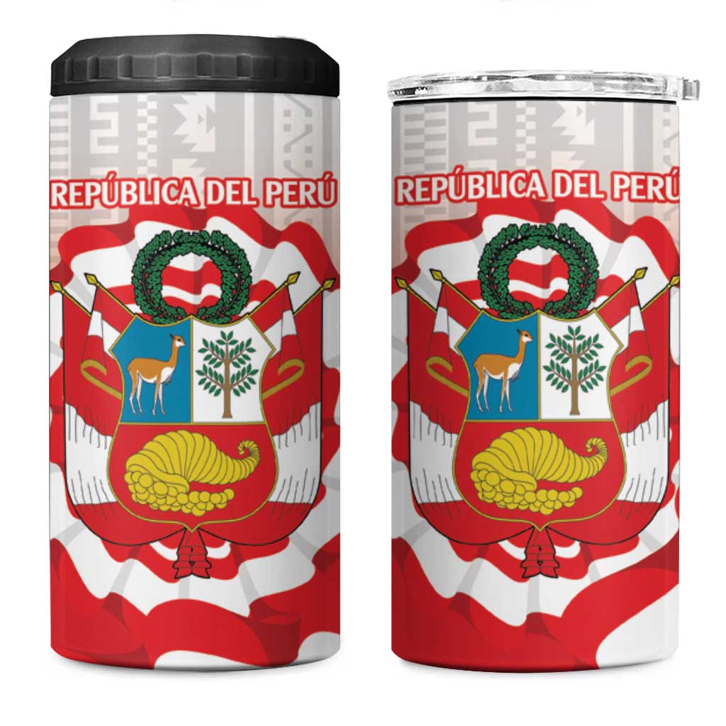 Peru 1821 Proud 4 in 1 Can Cooler Tumbler National Day Peruvian Pattern