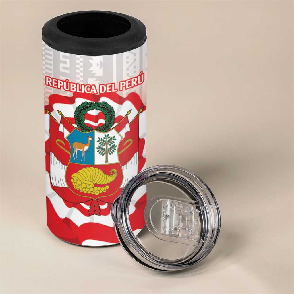 Peru 1821 Proud 4 in 1 Can Cooler Tumbler National Day Peruvian Pattern
