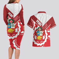 Peru 1821 Proud Couples Matching Long Sleeve Bodycon Dress and Hawaiian Shirt National Day Peruvian Pattern