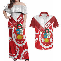 Peru 1821 Proud Couples Matching Off Shoulder Maxi Dress and Hawaiian Shirt National Day Peruvian Pattern