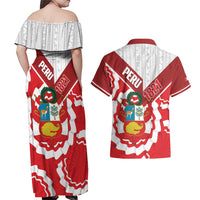Peru 1821 Proud Couples Matching Off Shoulder Maxi Dress and Hawaiian Shirt National Day Peruvian Pattern