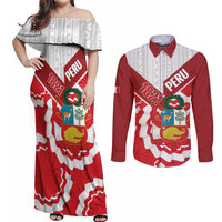 Peru 1821 Proud Couples Matching Off Shoulder Maxi Dress and Long Sleeve Button Shirt National Day Peruvian Pattern