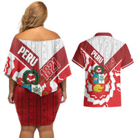 Peru 1821 Proud Couples Matching Off Shoulder Short Dress and Hawaiian Shirt National Day Peruvian Pattern