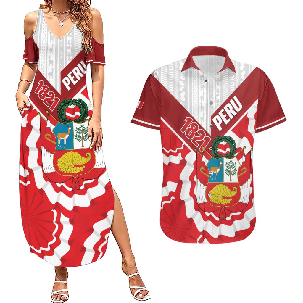 Peru 1821 Proud Couples Matching Summer Maxi Dress and Hawaiian Shirt National Day Peruvian Pattern