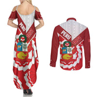 Peru 1821 Proud Couples Matching Summer Maxi Dress and Long Sleeve Button Shirt National Day Peruvian Pattern