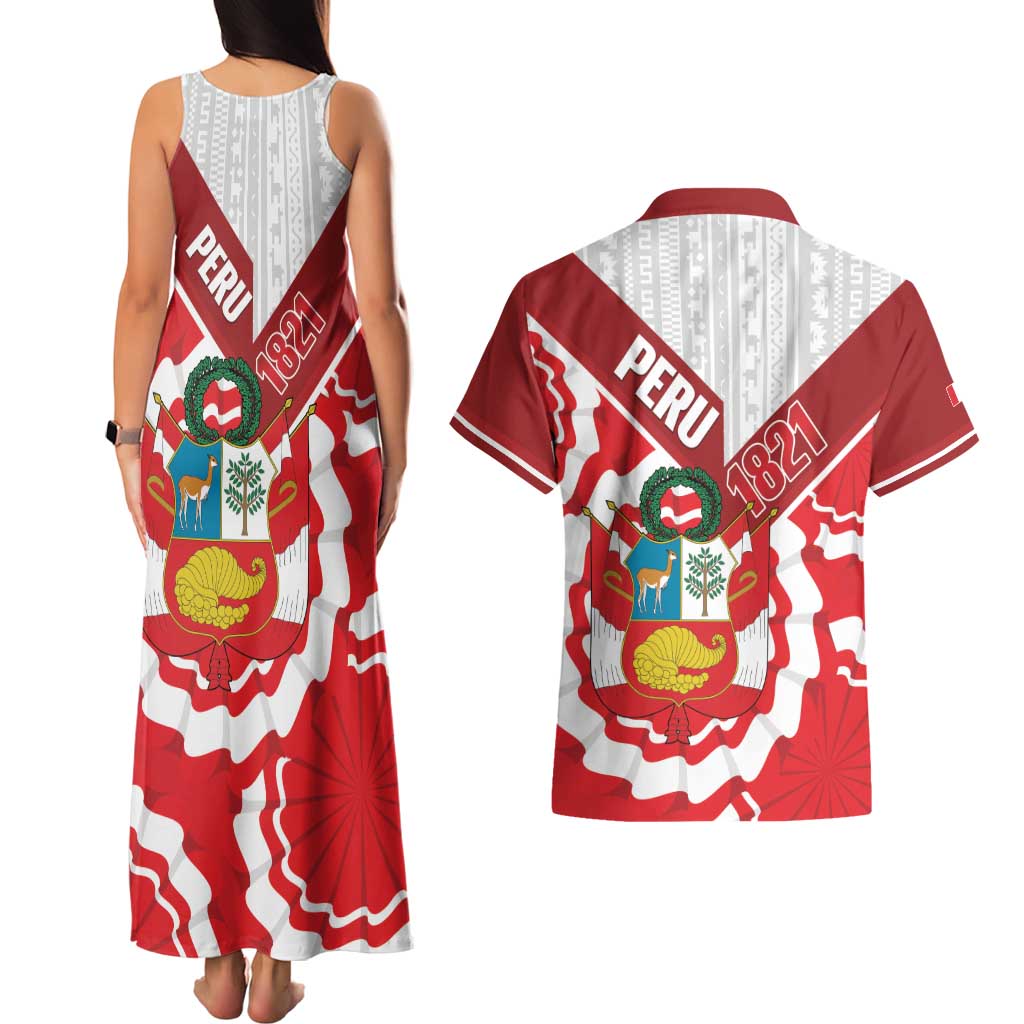 Peru 1821 Proud Couples Matching Tank Maxi Dress and Hawaiian Shirt National Day Peruvian Pattern