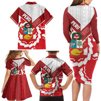 Peru 1821 Proud Family Matching Long Sleeve Bodycon Dress and Hawaiian Shirt National Day Peruvian Pattern