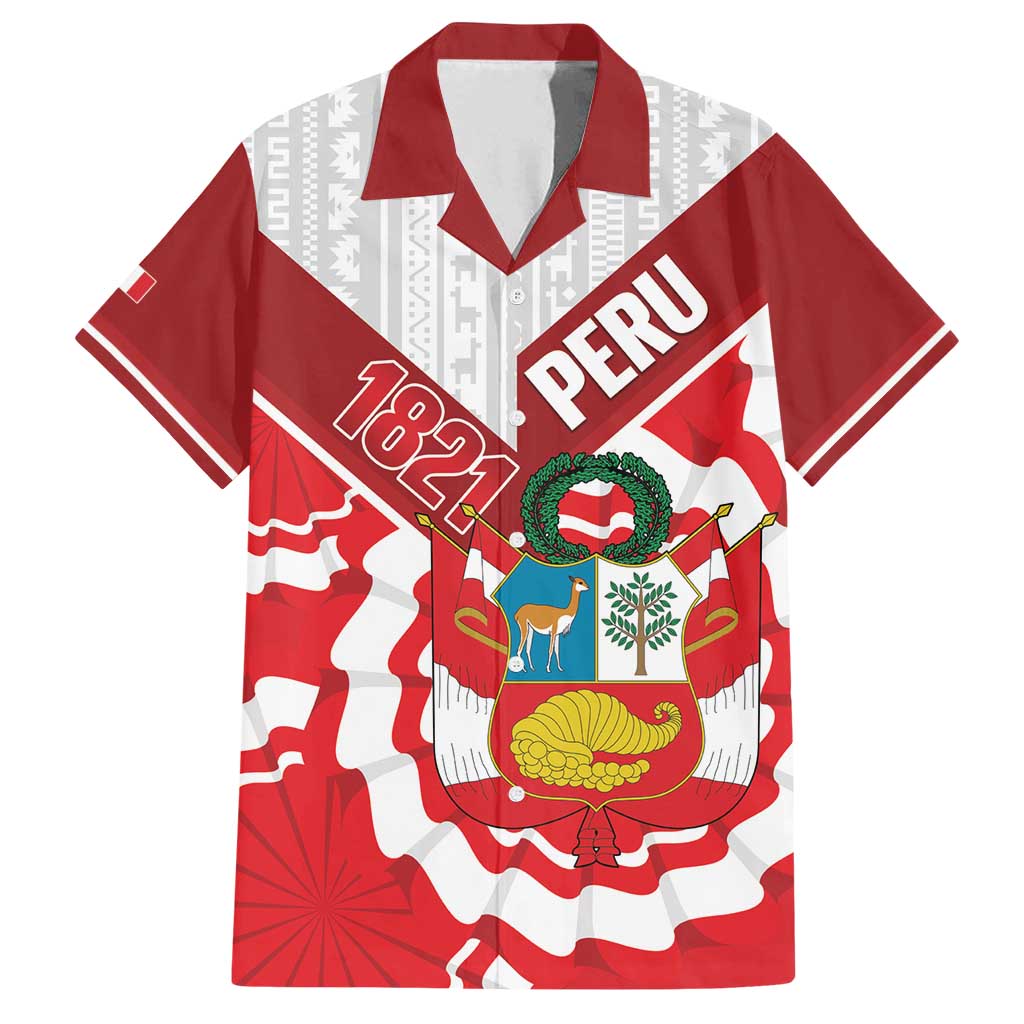 Peru 1821 Proud Family Matching Long Sleeve Bodycon Dress and Hawaiian Shirt National Day Peruvian Pattern