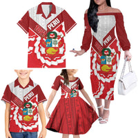 Peru 1821 Proud Family Matching Off The Shoulder Long Sleeve Dress and Hawaiian Shirt National Day Peruvian Pattern