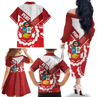 Peru 1821 Proud Family Matching Off The Shoulder Long Sleeve Dress and Hawaiian Shirt National Day Peruvian Pattern