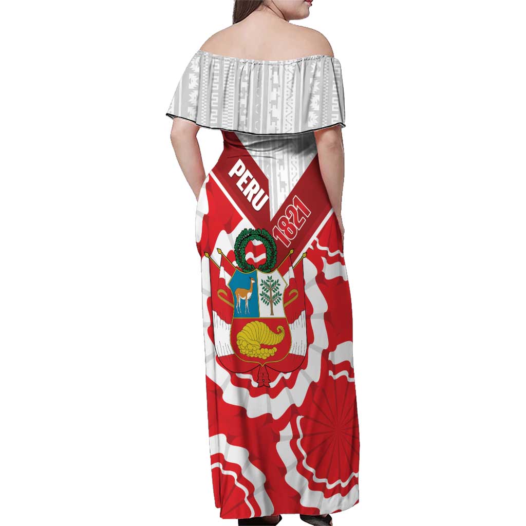 Peru 1821 Proud Family Matching Off Shoulder Maxi Dress and Hawaiian Shirt National Day Peruvian Pattern