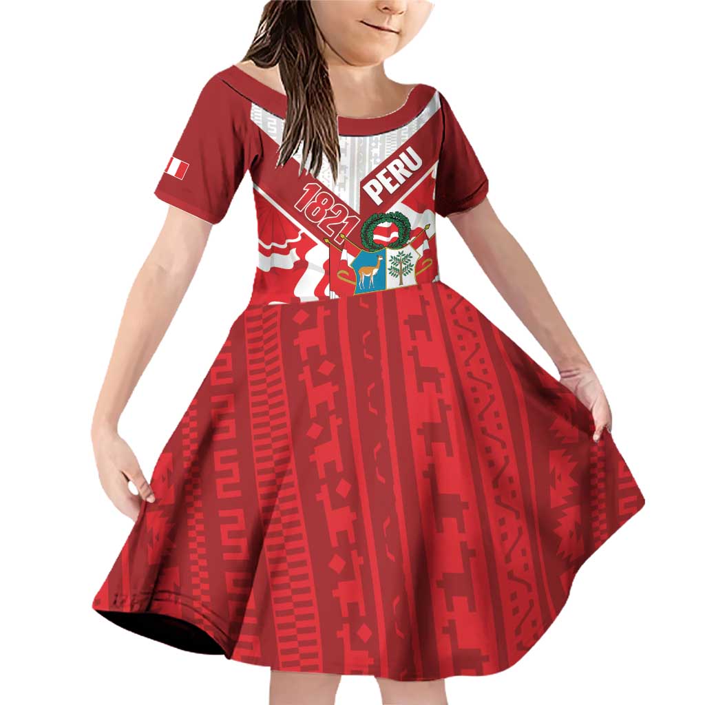 Peru 1821 Proud Family Matching Off Shoulder Short Dress and Hawaiian Shirt National Day Peruvian Pattern