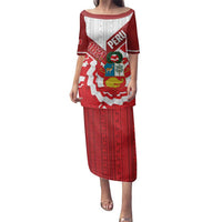 Peru 1821 Proud Family Matching Puletasi and Hawaiian Shirt National Day Peruvian Pattern
