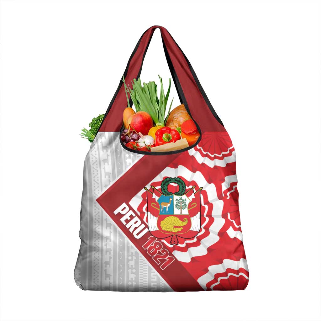 Peru 1821 Proud Grocery Bag National Day Peruvian Pattern