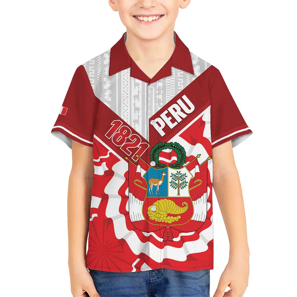 Peru 1821 Proud Kid Hawaiian Shirt National Day Peruvian Pattern
