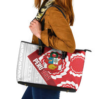 Peru 1821 Proud Leather Tote Bag National Day Peruvian Pattern