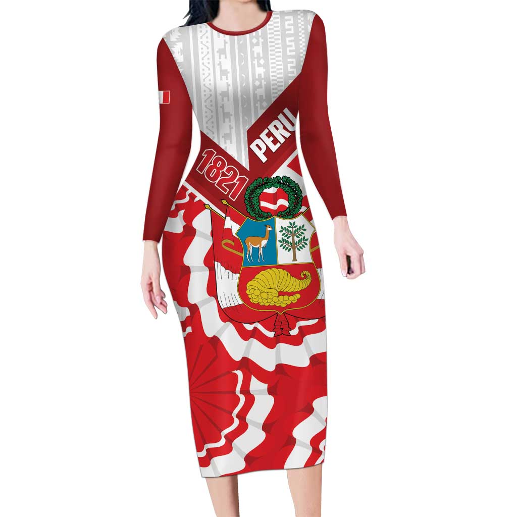 Peru 1821 Proud Long Sleeve Bodycon Dress National Day Peruvian Pattern