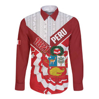 Peru 1821 Proud Long Sleeve Button Shirt National Day Peruvian Pattern