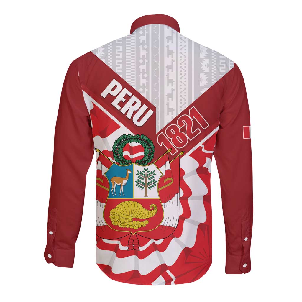 Peru 1821 Proud Long Sleeve Button Shirt National Day Peruvian Pattern