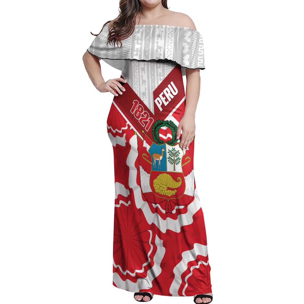 Peru 1821 Proud Off Shoulder Maxi Dress National Day Peruvian Pattern