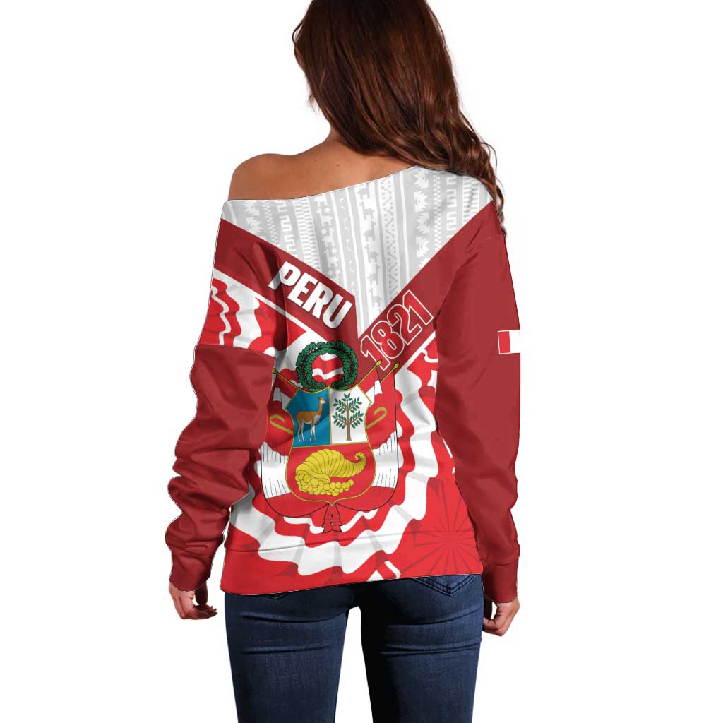 Peru 1821 Proud Off Shoulder Sweater National Day Peruvian Pattern