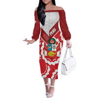 Peru 1821 Proud Off The Shoulder Long Sleeve Dress National Day Peruvian Pattern