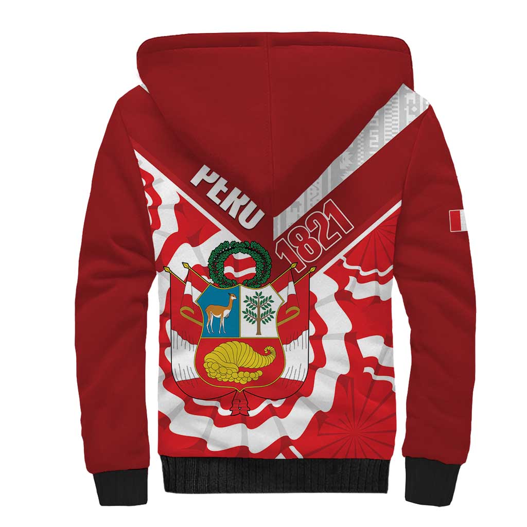 Peru 1821 Proud Sherpa Hoodie National Day Peruvian Pattern
