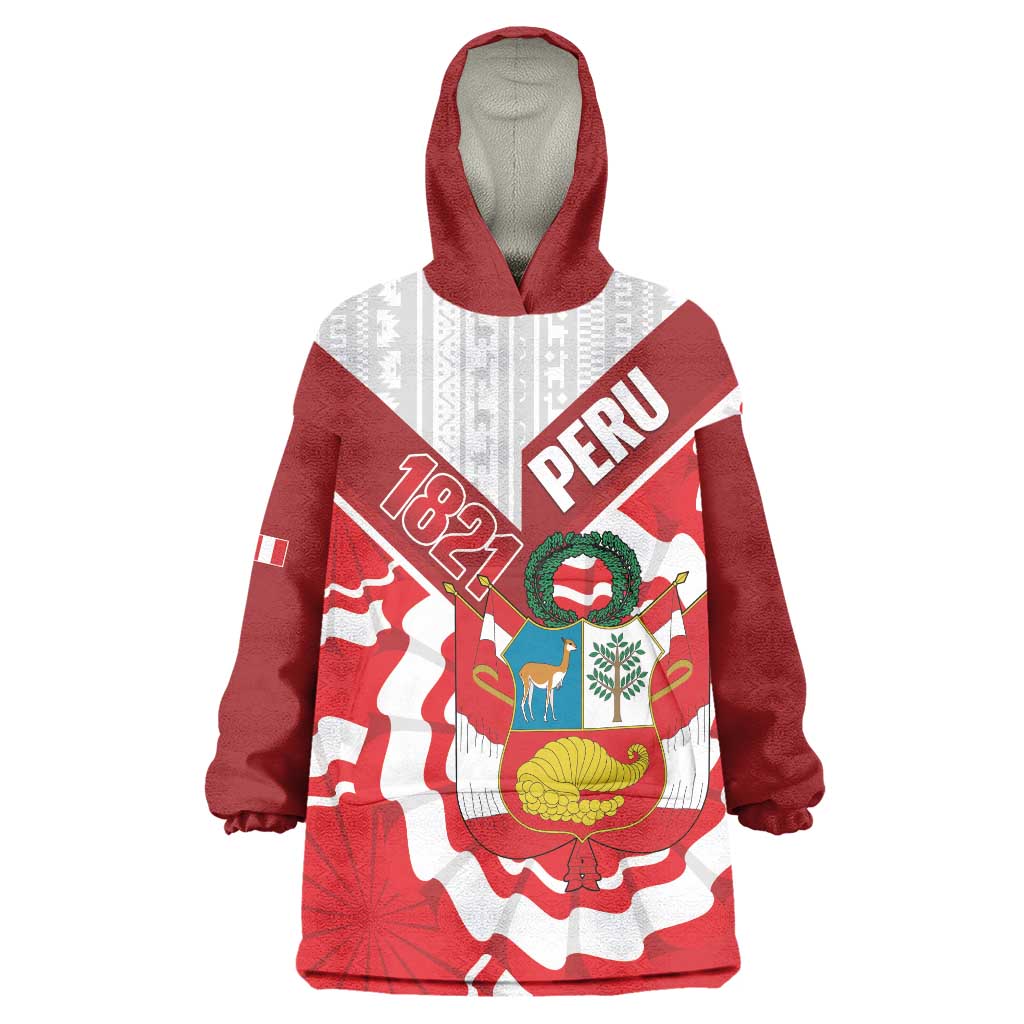 Peru 1821 Proud Wearable Blanket Hoodie National Day Peruvian Pattern