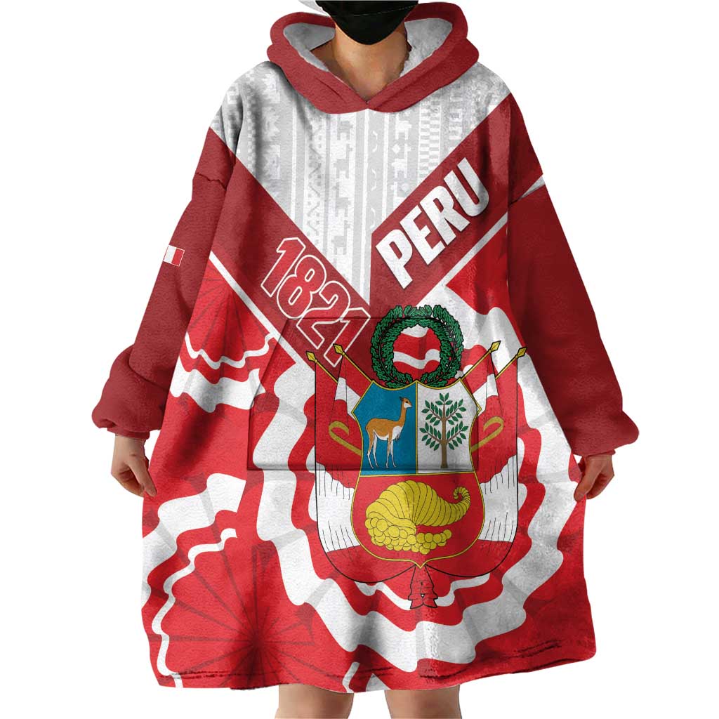 Peru 1821 Proud Wearable Blanket Hoodie National Day Peruvian Pattern