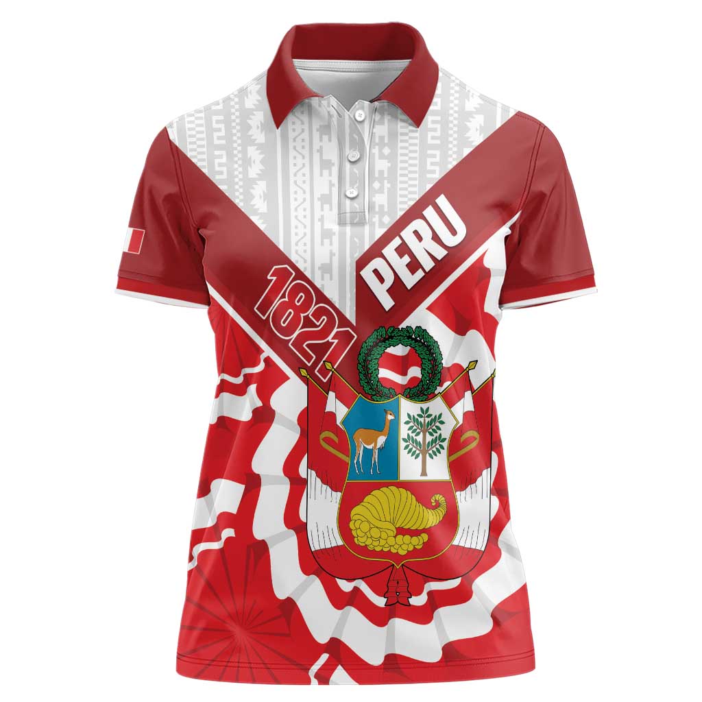 Peru 1821 Proud Women Polo Shirt National Day Peruvian Pattern