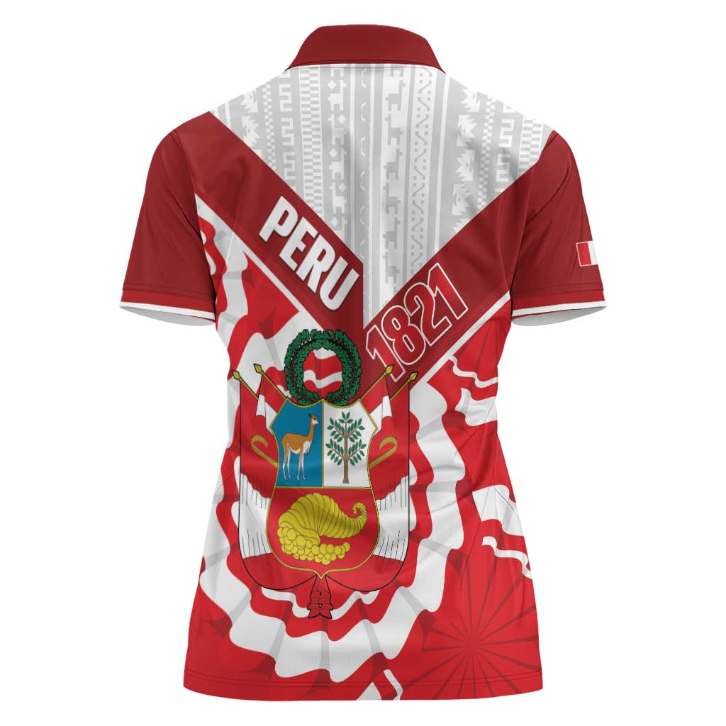 Peru 1821 Proud Women Polo Shirt National Day Peruvian Pattern