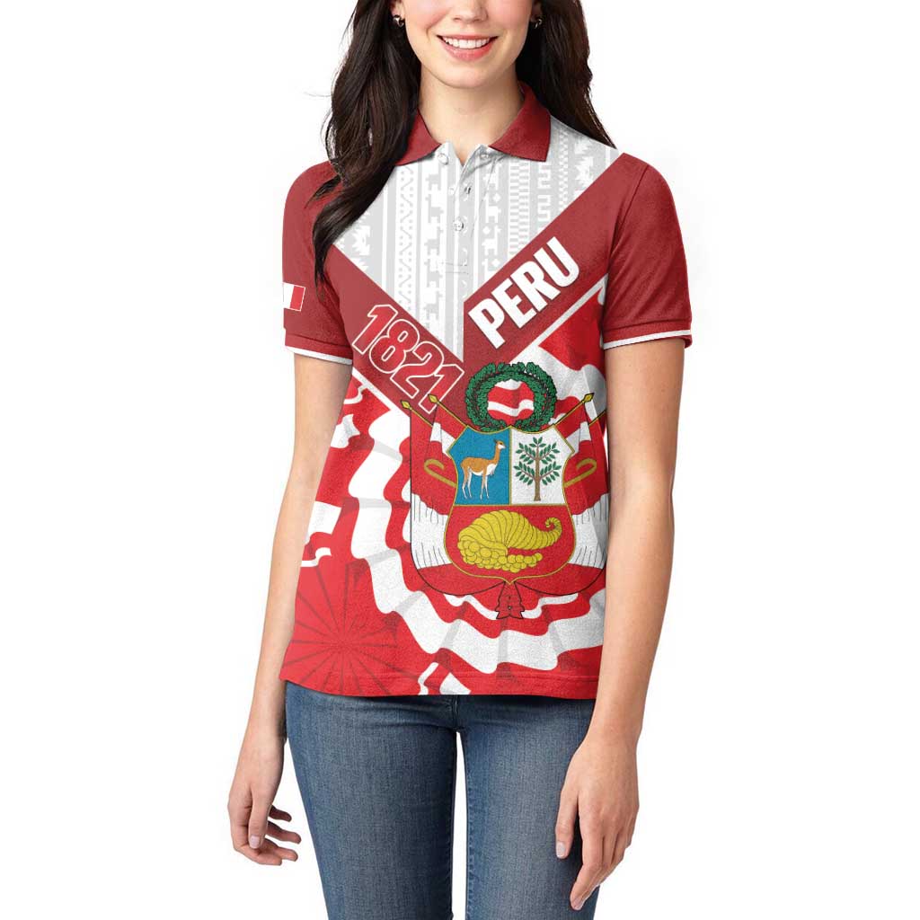 Peru 1821 Proud Women Polo Shirt National Day Peruvian Pattern