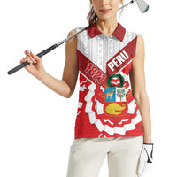 Peru 1821 Proud Women Sleeveless Polo Shirt National Day Peruvian Pattern
