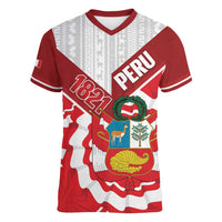 Peru 1821 Proud Women V-Neck T-Shirt National Day Peruvian Pattern