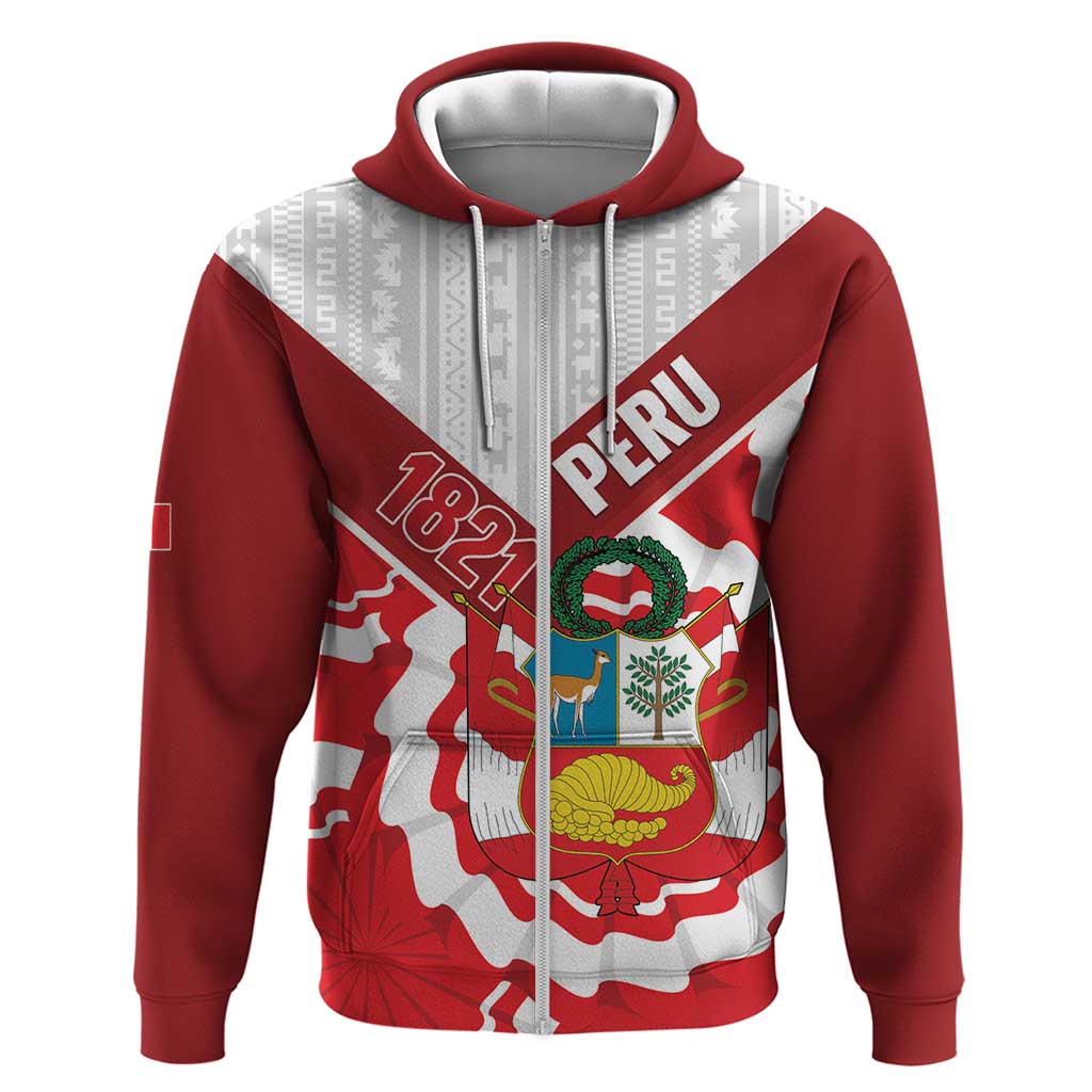 Peru 1821 Proud Zip Hoodie National Day Peruvian Pattern