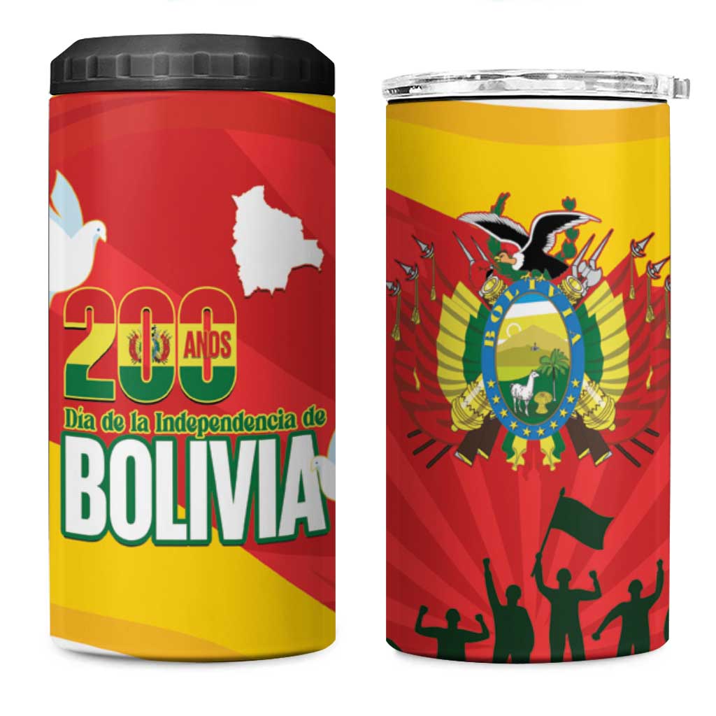 Bolivia Independence Day 4 in 1 Can Cooler Tumbler 200 Anos Dia de la Independencia