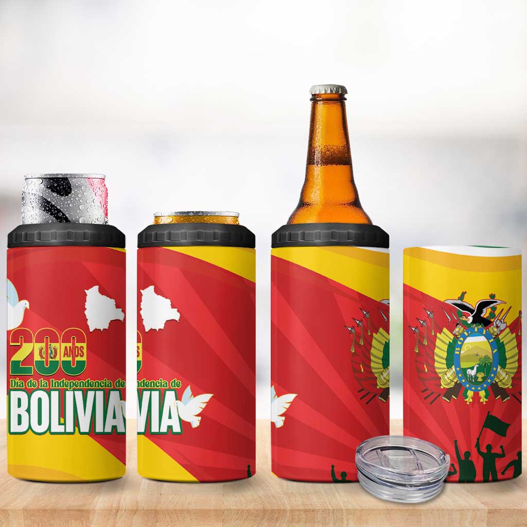 Bolivia Independence Day 4 in 1 Can Cooler Tumbler 200 Anos Dia de la Independencia