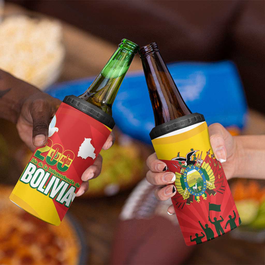 Bolivia Independence Day 4 in 1 Can Cooler Tumbler 200 Anos Dia de la Independencia
