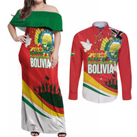 Bolivia Independence Day Couples Matching Off Shoulder Maxi Dress and Long Sleeve Button Shirt 200 Anos Dia de la Independencia