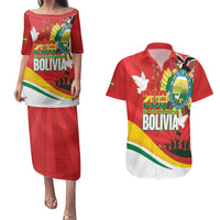 Bolivia Independence Day Couples Matching Puletasi and Hawaiian Shirt 200 Anos Dia de la Independencia
