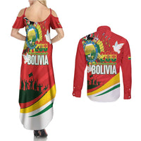 Bolivia Independence Day Couples Matching Summer Maxi Dress and Long Sleeve Button Shirt 200 Anos Dia de la Independencia