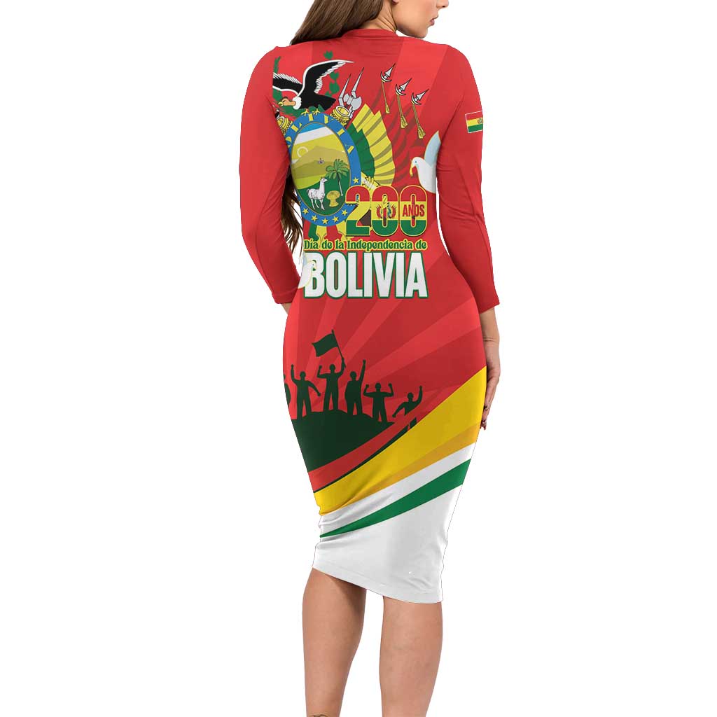 Bolivia Independence Day Family Matching Long Sleeve Bodycon Dress and Hawaiian Shirt 200 Anos Dia de la Independencia